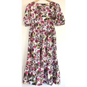 Floral Tiered Puff Sleeve Lightweight Cotton Dress Summer Party Guest Resort
